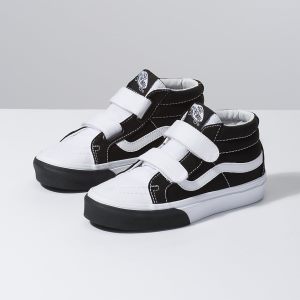 Vans Kiz Çocuk Velcro Ayakkabı Color Block Sk8-Mid Reissue V Siyah/Beyaz | 34403-527